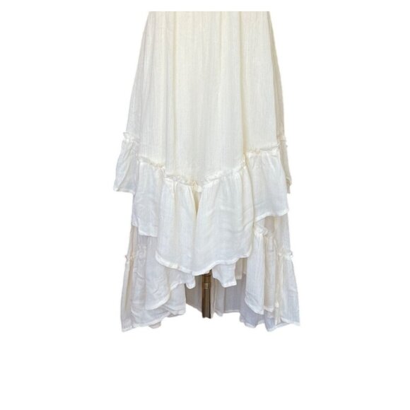 Umgee Boho Smocked Ruffle Tiered Midi Dress Size L NWT Ivory Fairy Coquette - Picture 3 of 11